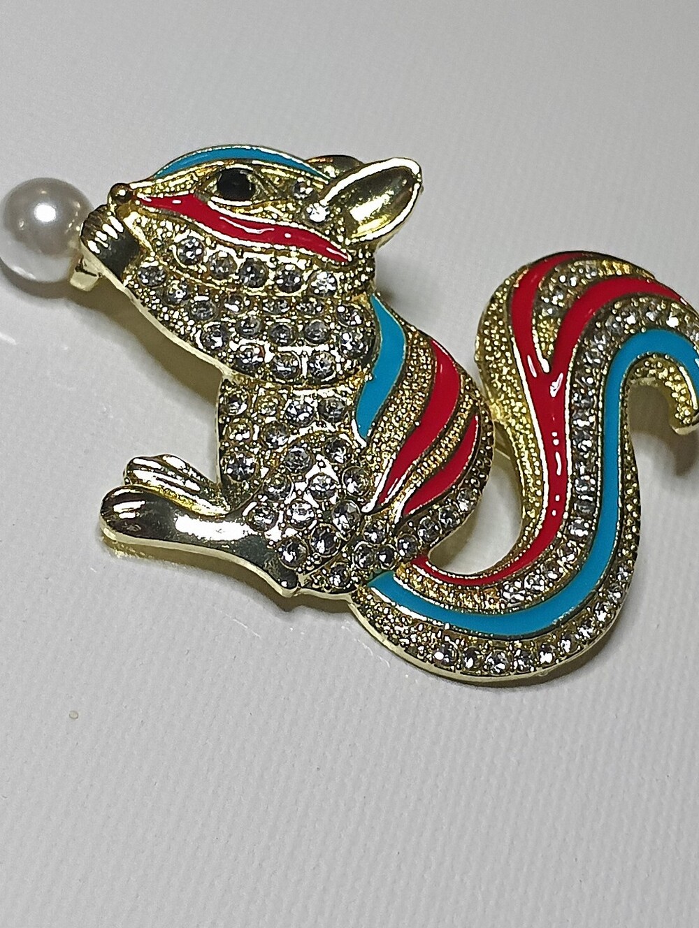 Crystal Squirrel Brooch